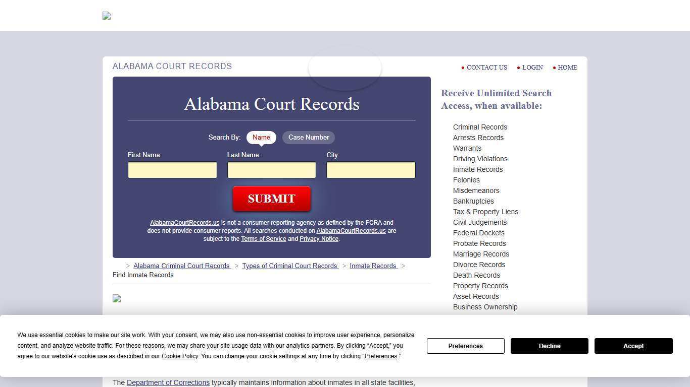 Alabama Inmate Search | AlabamaCourtRecords.us